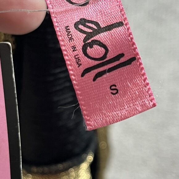 Retro Doll Dress Womens Small Gold Metallic Bodycon Retro Glam Y2K Made USA - Picture 7 of 8